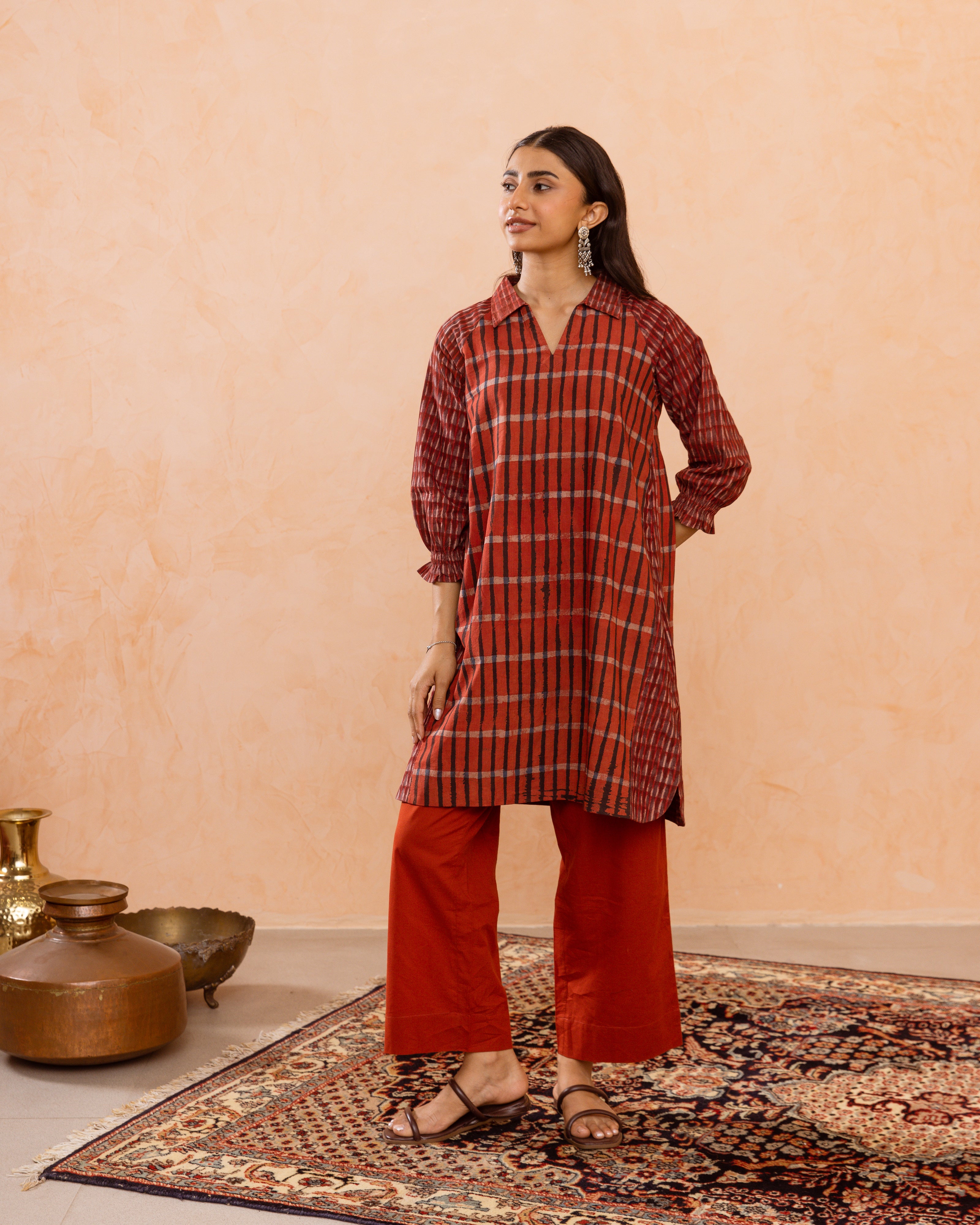 Rust Red Kurta(Pant Not Included)