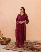 Wine Maroon Complete Suit Set