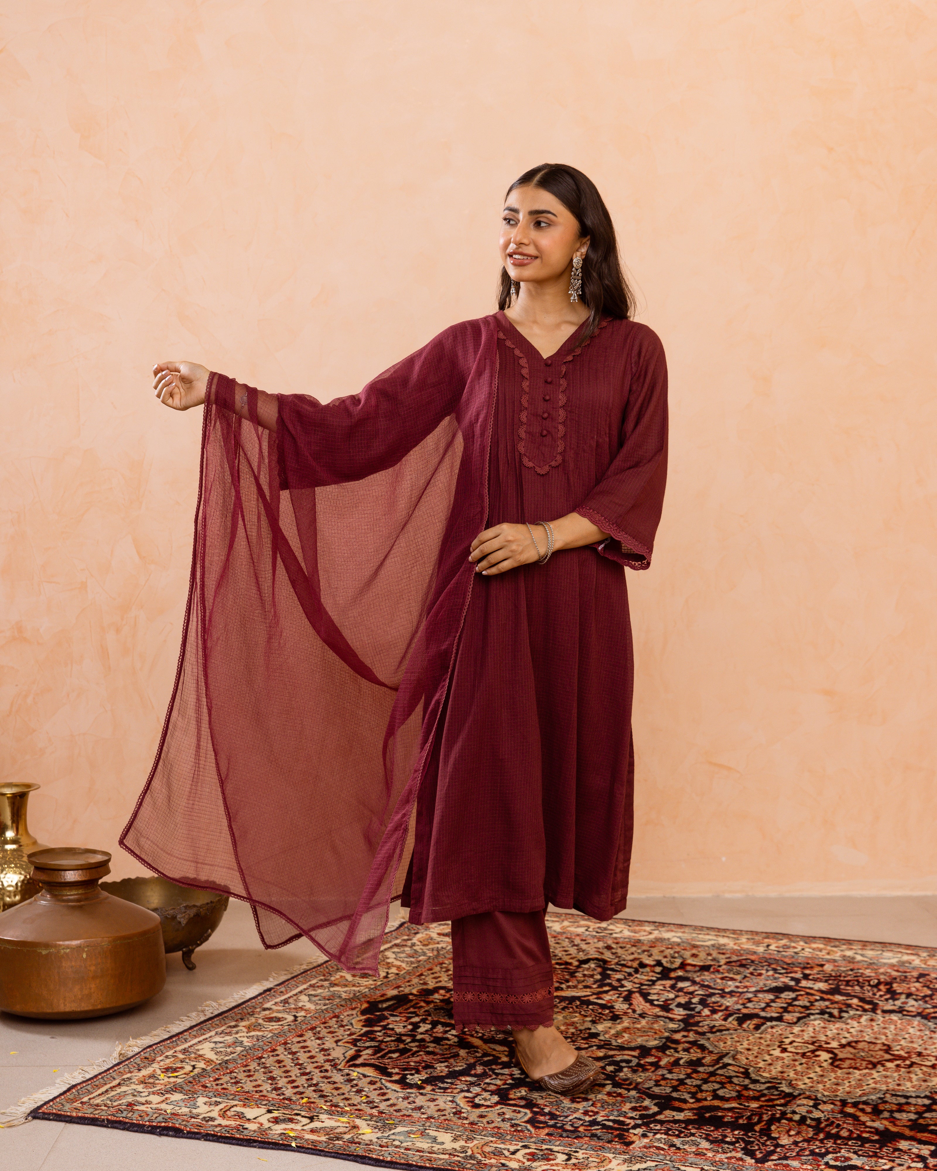 Wine Maroon Complete Suit Set