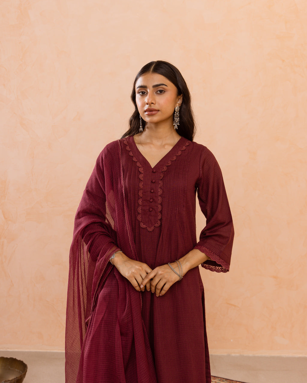 Wine Maroon Complete Suit Set
