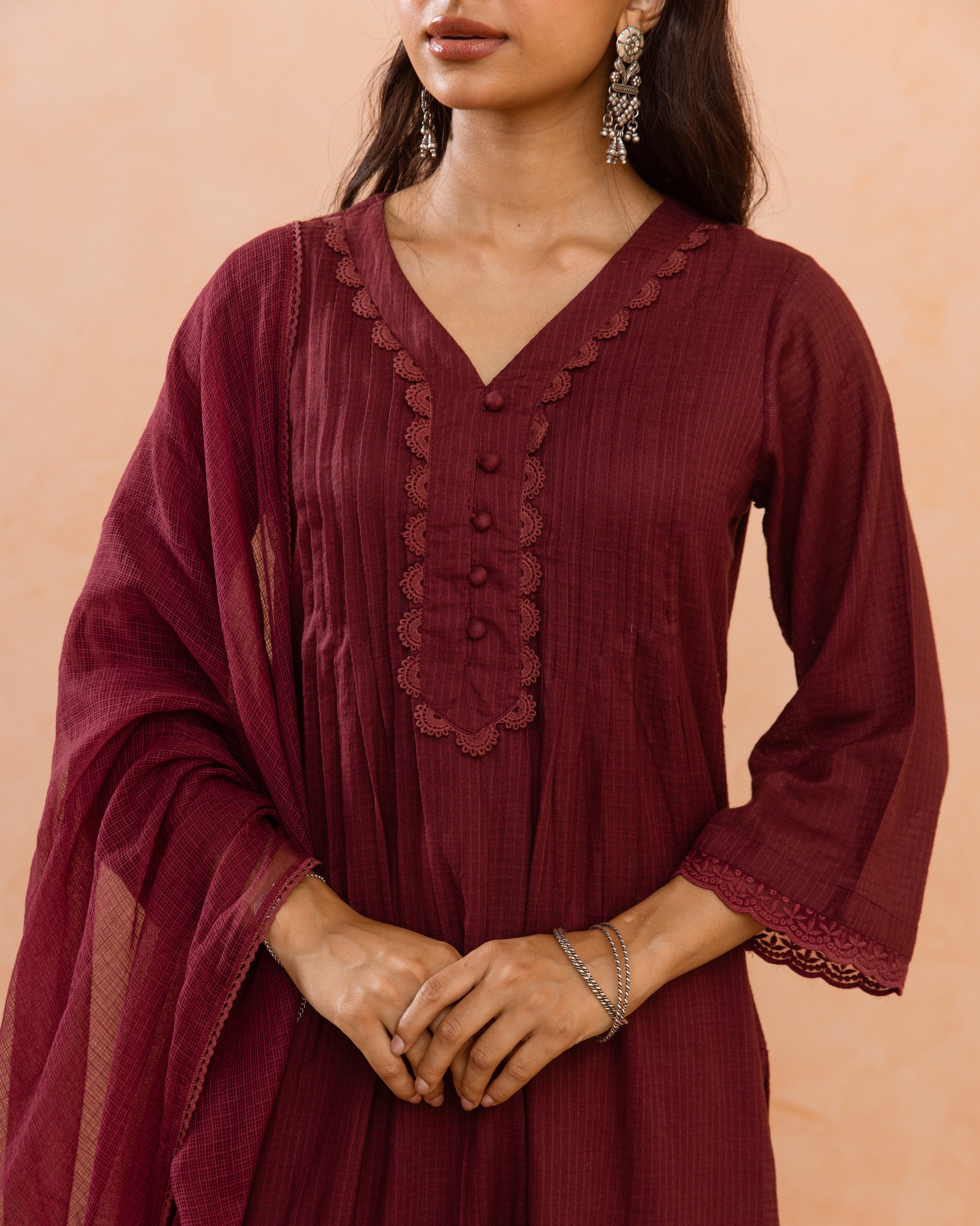 Wine Maroon Complete Suit Set