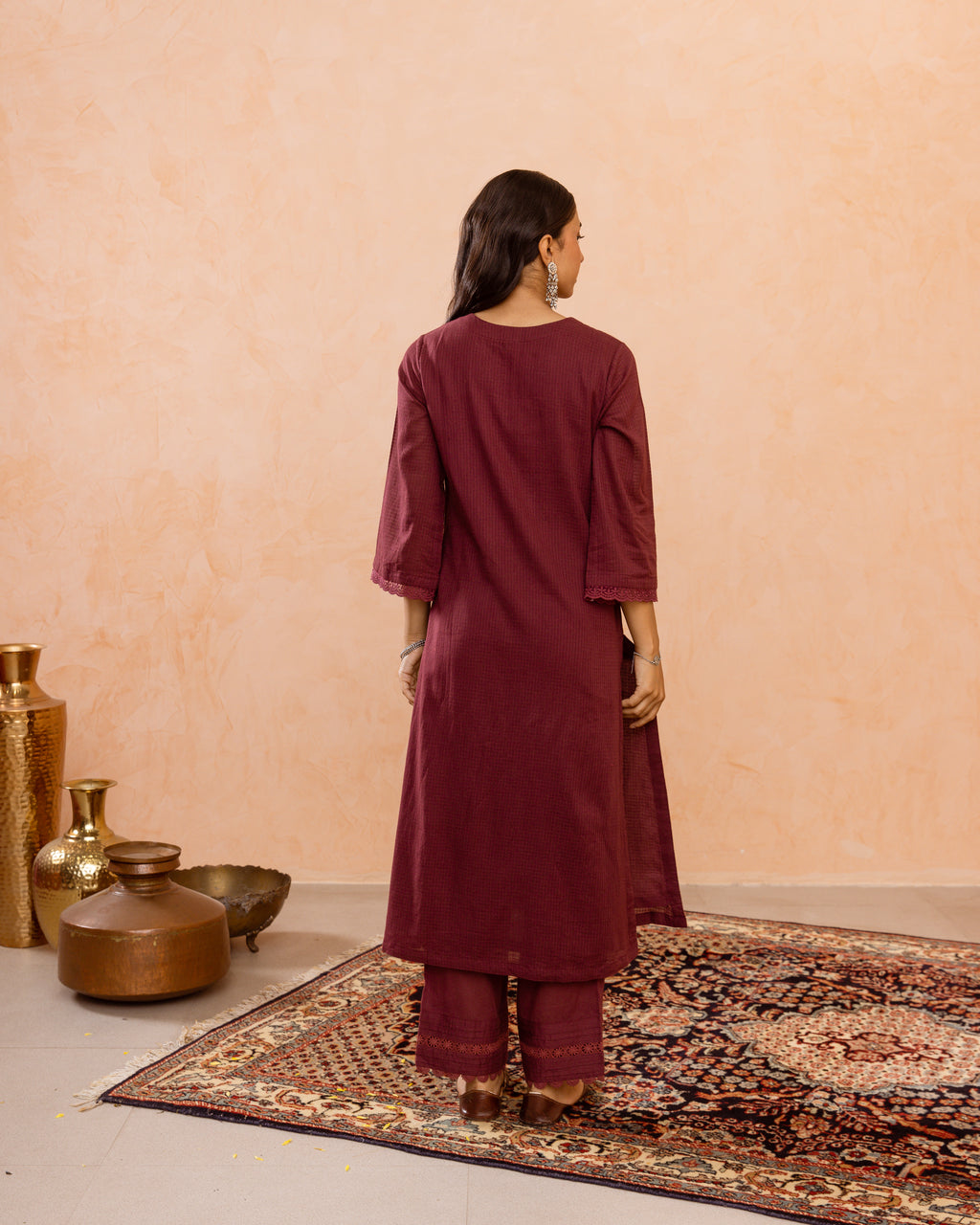 Wine Maroon Complete Suit Set