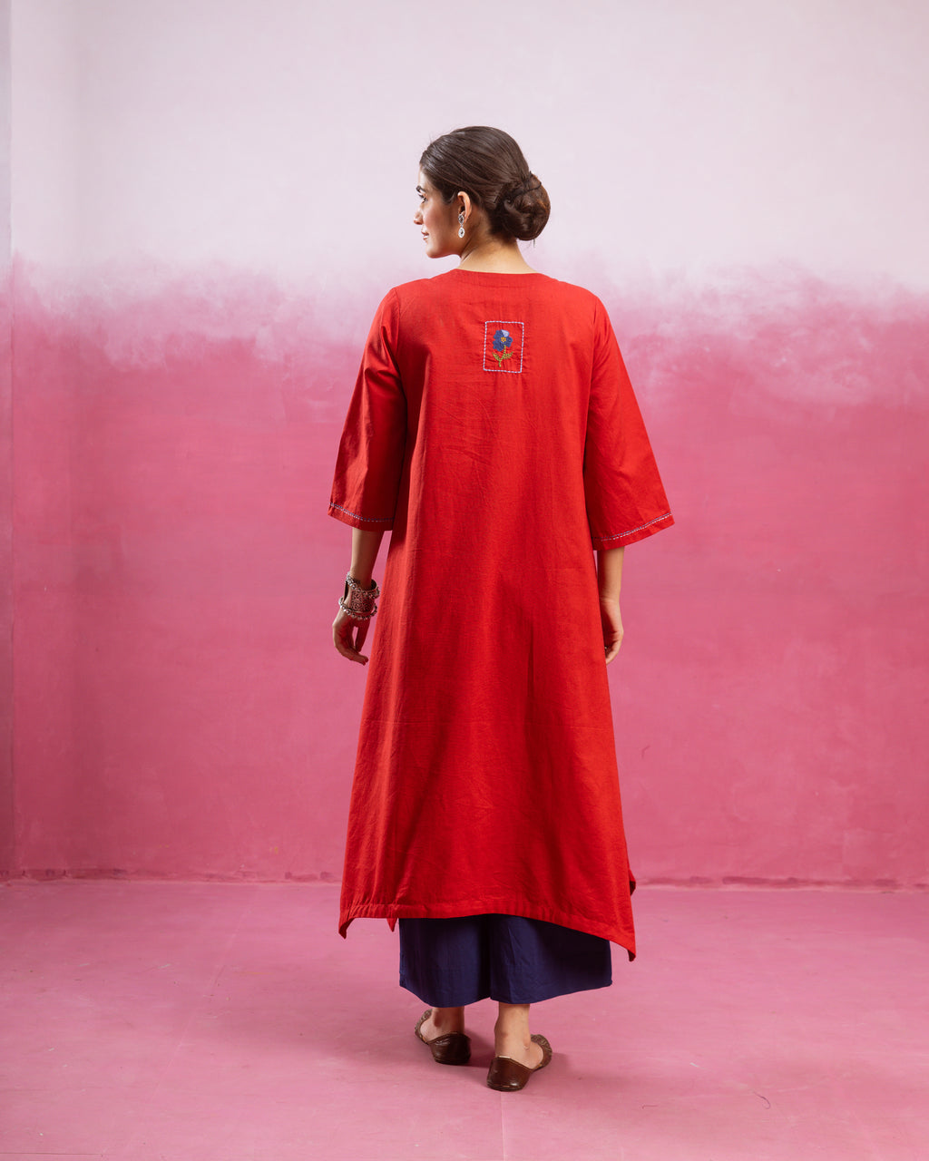 Bright Red Kurta ( Pant Not Included )