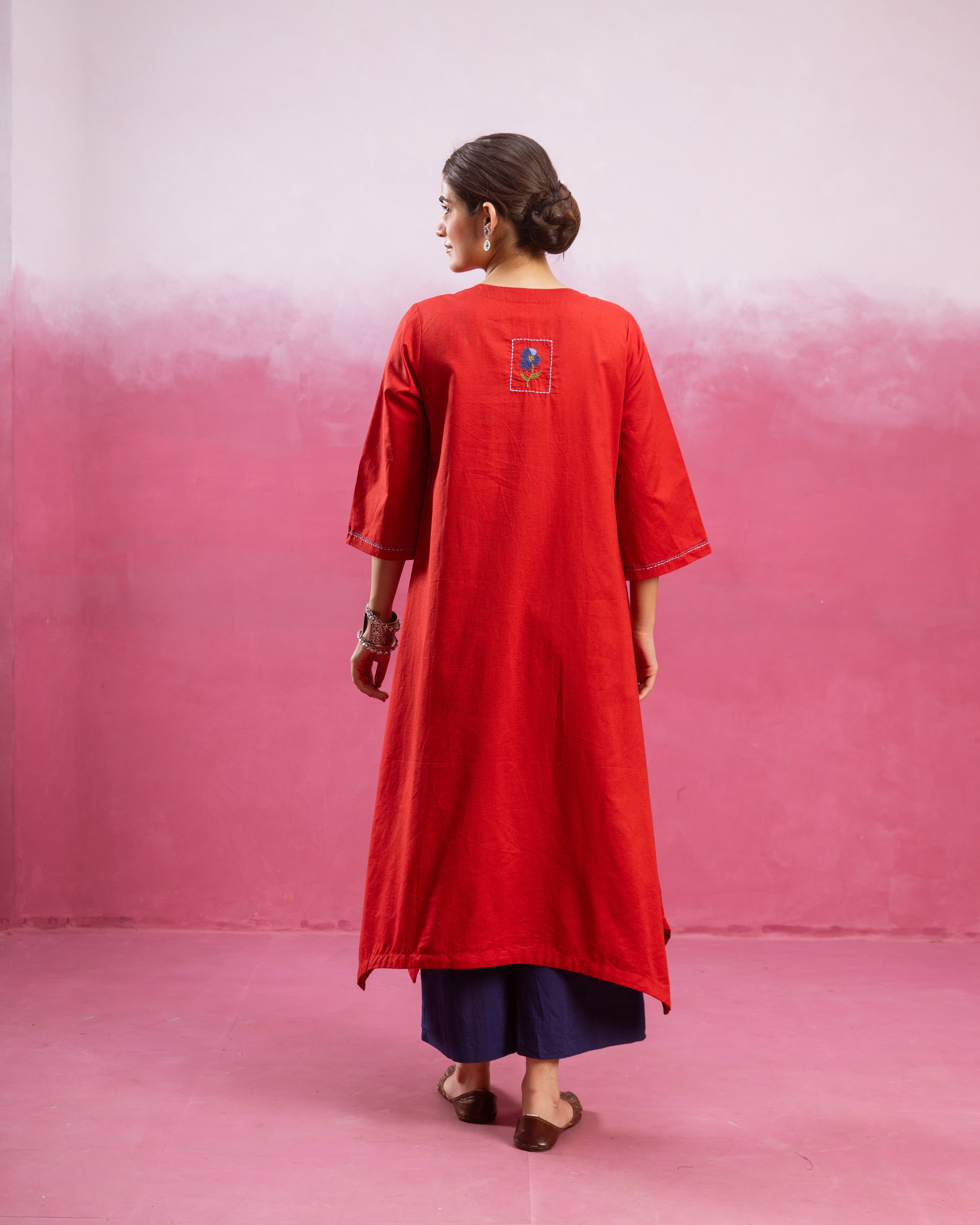Bright Red Kurta ( Pant Not Included )