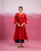 Bright Red Kurta ( Pant Not Included )
