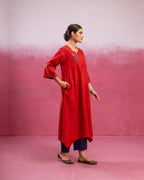 Bright Red Kurta ( Pant Not Included )