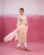 White & Peach Kurta (Pant And Dupatta Not Included)