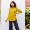Bright Yellow Handloom Cotton Shirt For Women's