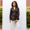 Black Cotton Modal Hand Done Bandhani Print Shirt For Women's