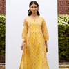 Yellow Cotton Floral Print Round Neck Kurta Pant Set for Women's