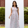 Powder Blue Cotton Angrakha Style Floral Print Dress For Women's