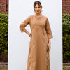 Mud Brown Linen Kurta Pant Set For Women's