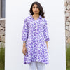 Purple Cotton Collar Neck Printed Kurta For Women's