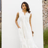 White Cotton Dobby Dress For Women's