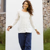 Off-White Cotton Dobby Short Top For Women's