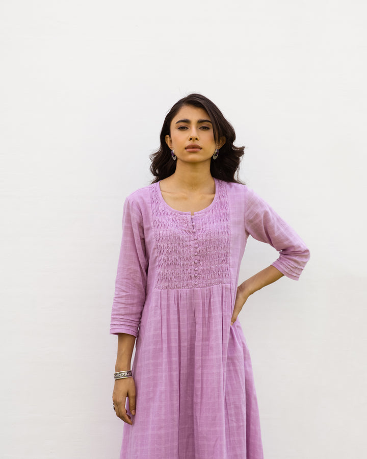 Lavendar Cotton Dobby Complete Suit Set For Women's