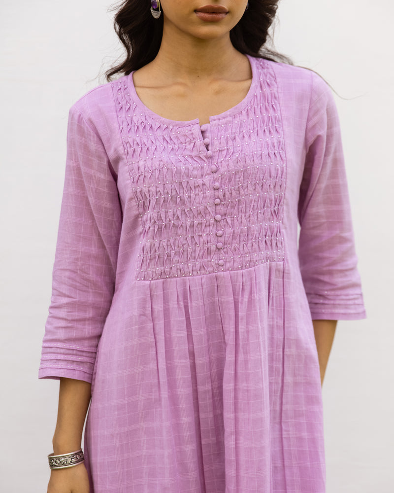 Lavendar Cotton Dobby Complete Suit Set For Women's