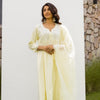 Lemon Yellow Cotton Dobby Complete Suit Set For Women's