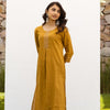 Mustard Cotton Slub Kurta Pant Set For Women's