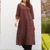 Maroon Cotton Round Neck Printed Kurta For Women's