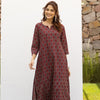 Maroon Cotton Round Neck Printed Kurta For Women's