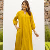 Mustard Cotton Handloom Kurta Pant Set For Women's