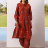 Rust Red Cotton Printed Kurta Pant Set For Women's