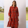 Rust Red Cotton Printed Kurta Pant Set For Women's