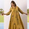 Mustard Cotton Slub Kurta Pant Set For Women's