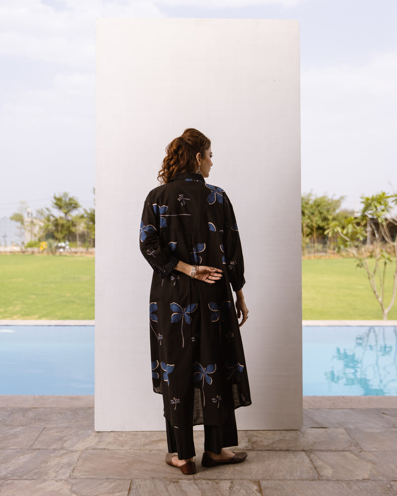 Black Dragonfly Cotton Kurta For Women's
