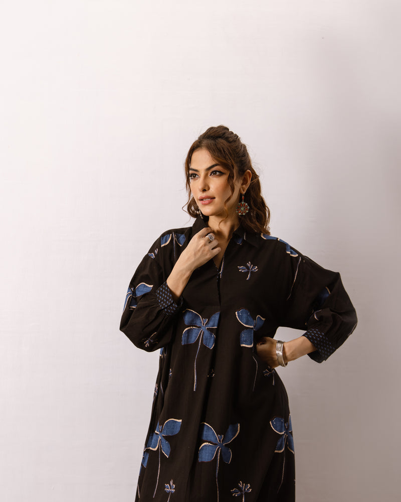 Black Dragonfly Cotton Kurta For Women's