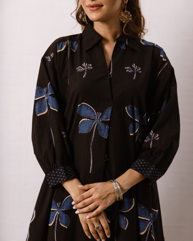 Black Dragonfly Cotton Kurta For Women's