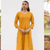 Mustard Cotton Slub Kurta For Women's