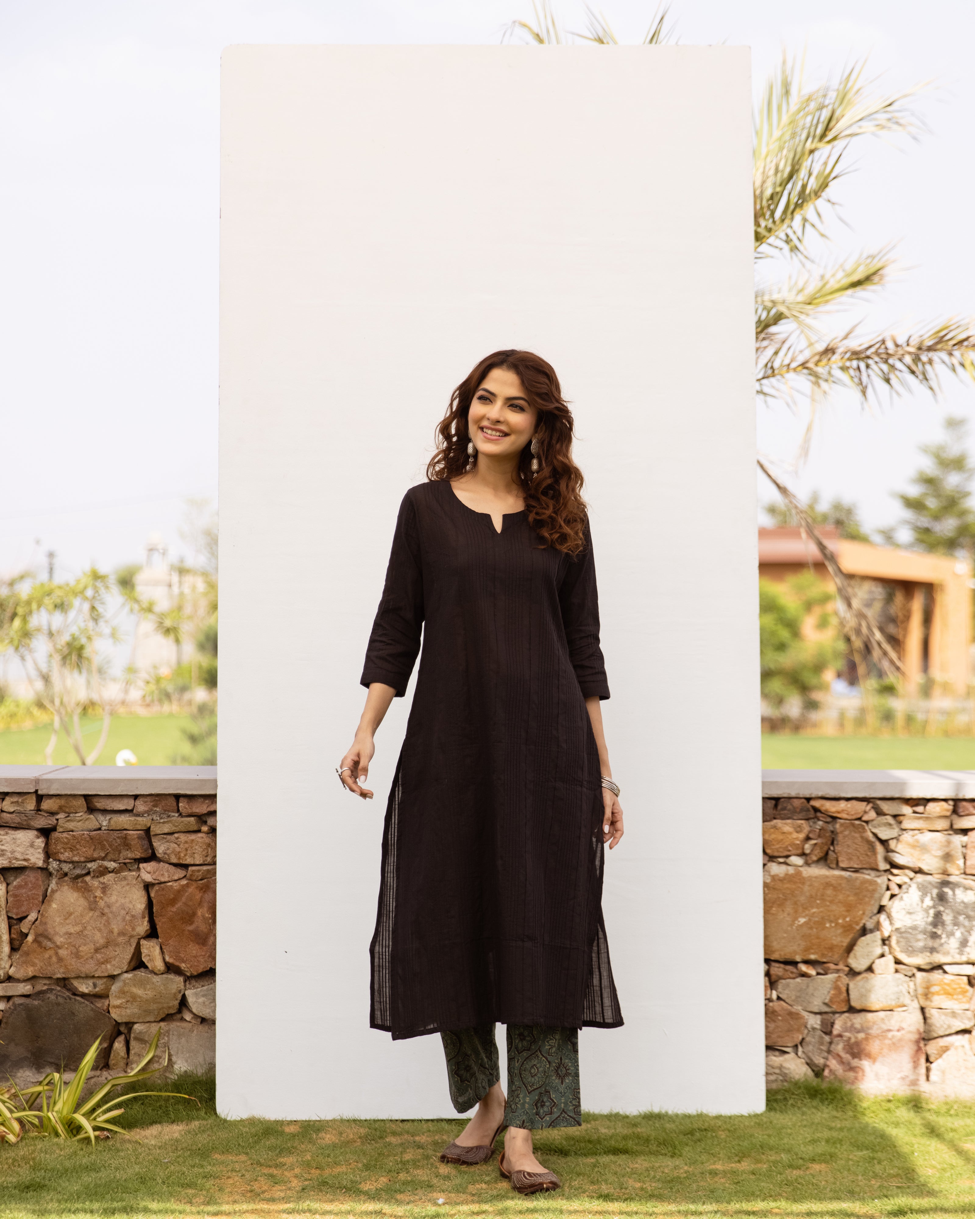 Sea Green Cotton Printed Palazzo
