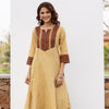 Yellow Cotton Flax Kurta Pant Set For Women's