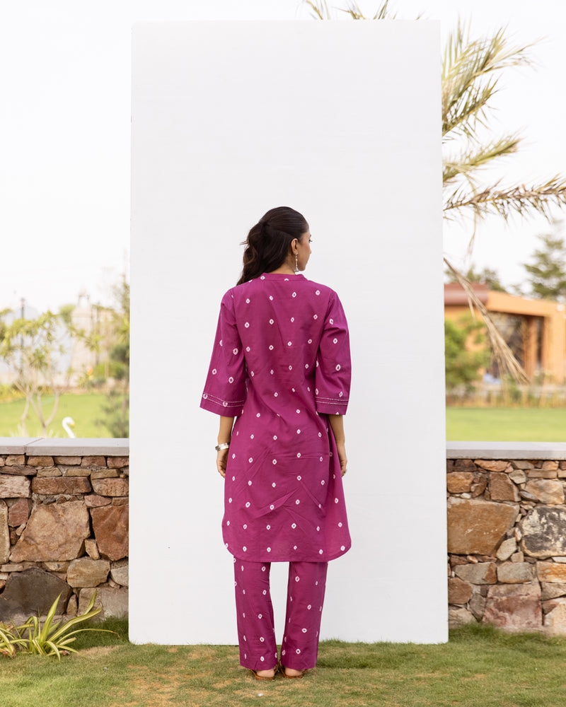 Falsa Cotton Hand Done Kurta Pant Set For Women's