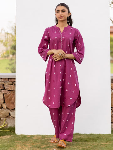 Falsa Cotton Hand Done Kurta Pant Set For Women's