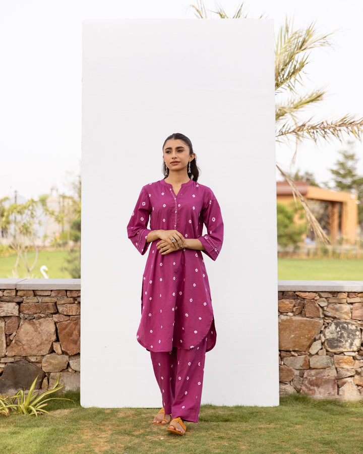 Falsa Cotton Hand Done Kurta Pant Set For Women's