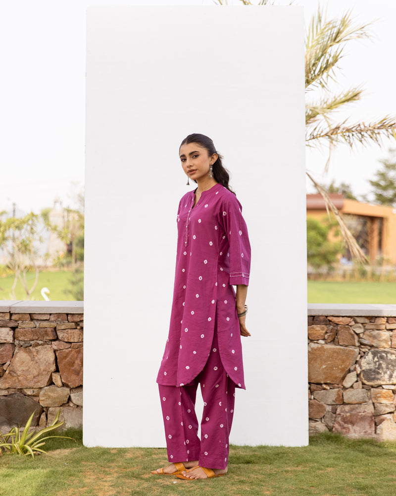 Falsa Cotton Hand Done Kurta Pant Set For Women's