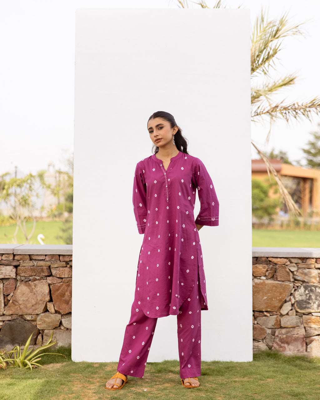 Falsa Cotton Hand Done Kurta Pant Set For Women's