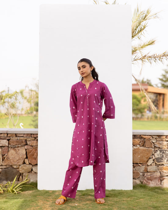 Falsa Cotton Hand Done Kurta Pant Set For Women's