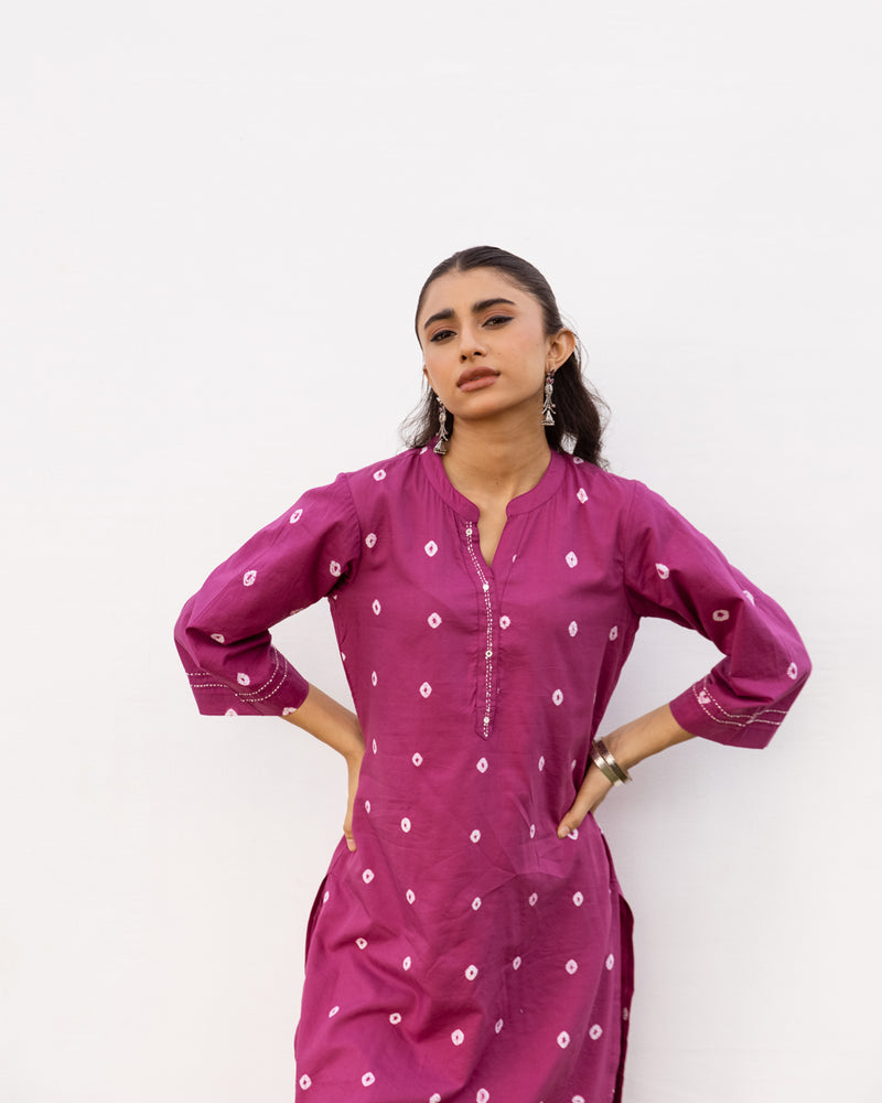 Falsa Cotton Hand Done Kurta Pant Set For Women's