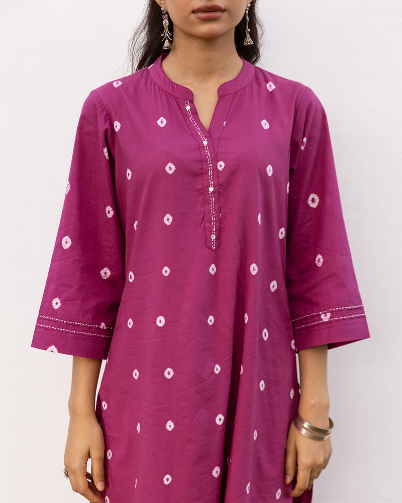 Falsa Cotton Hand Done Kurta Pant Set For Women's