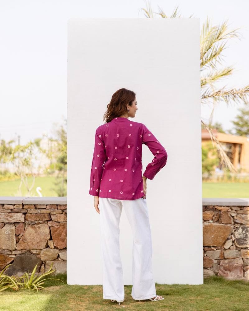 Falsa Bandhani Cotton Short Top For Women's