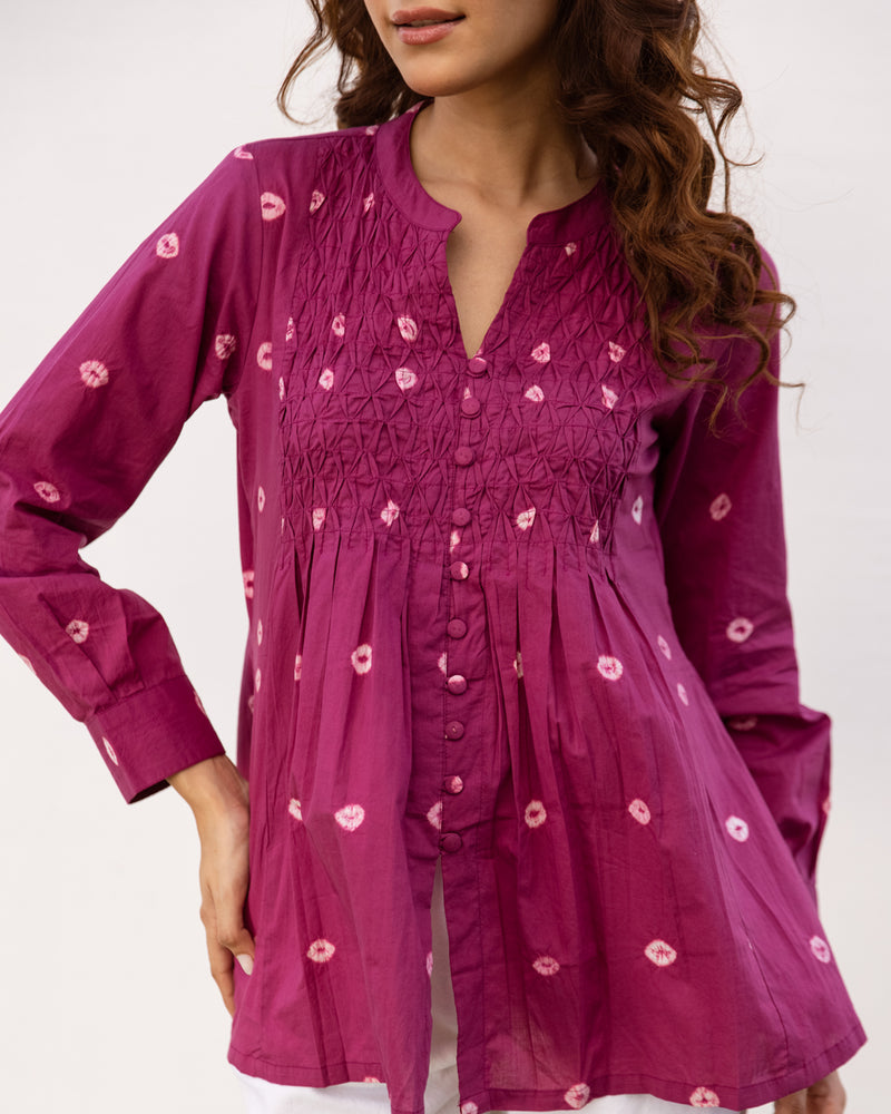 Falsa Bandhani Cotton Short Top For Women's