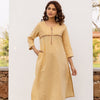 Beige Cotton Flax Kurta For Women's