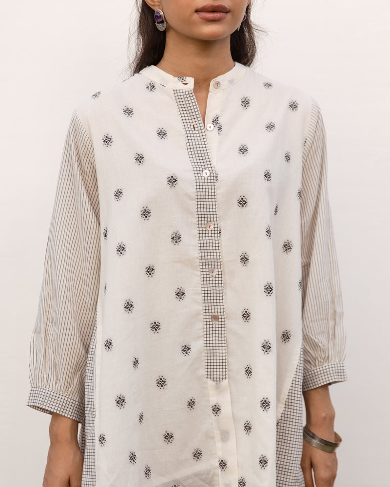 White Cotton Hnadloom Short Kurta For Women's