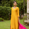 Yellow Pure Silk Chanderi Complete Suit Set For Women's