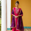Magenta Chanderi Round Neck Complete Suit Set For Women's