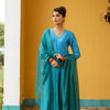 Blue Dyeing Ombre Silk Mul Chanderi Complete Suit Set For Women's